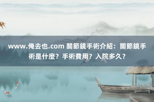 www.俺去也.com 關節鏡手術介紹：關節鏡手術是什麼？手術費用？入院多久？