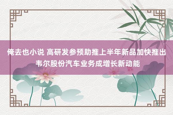 俺去也小说 高研发参预助推上半年新品加快推出 韦尔股份汽车业务成增长新动能