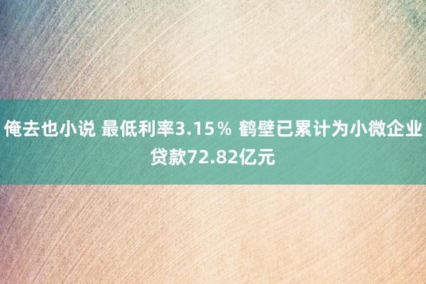 俺去也小说 最低利率3.15％ 鹤壁已累计为小微企业贷款72.82亿元