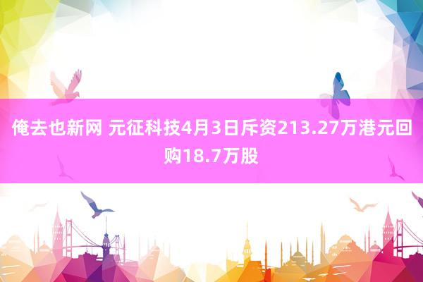 俺去也新网 元征科技4月3日斥资213.27万港元回购18.7万股